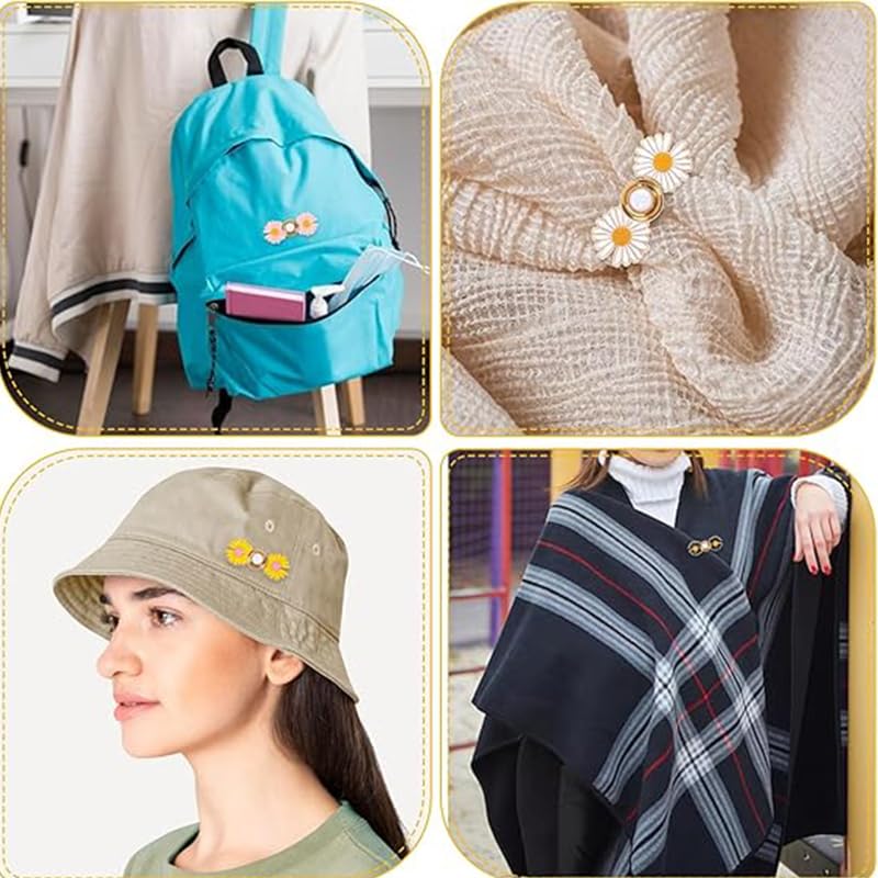 ZIBUYU Jeans Daisy Waist Adjusters for Pants and Skirts featuring No Sew Alloy Buttons | 8 Set Reusable Tighteners