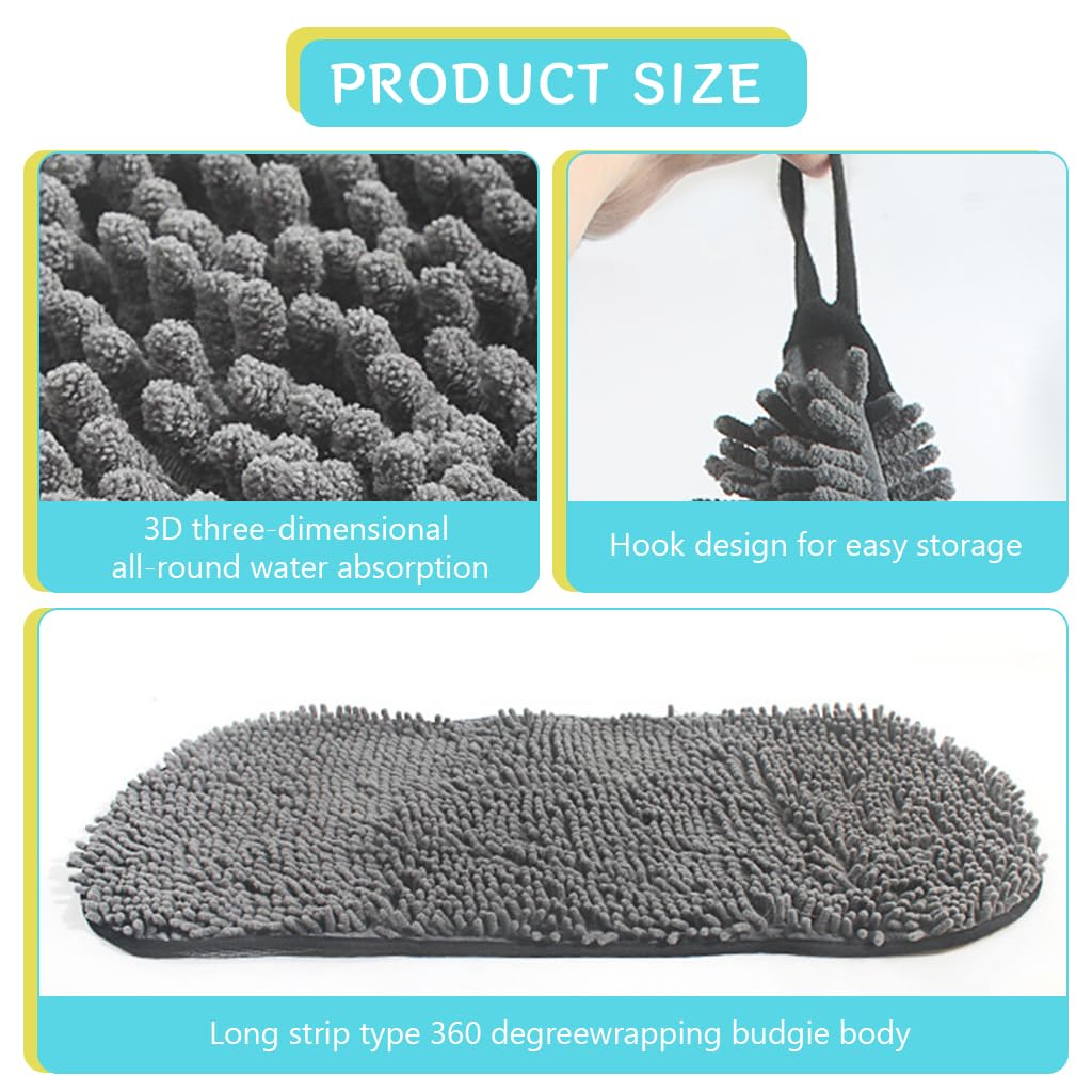 Qpets Dog Bath Towel for Quick Drying Pets with Pockets featuring Microfiber Chenille 80×35cm
