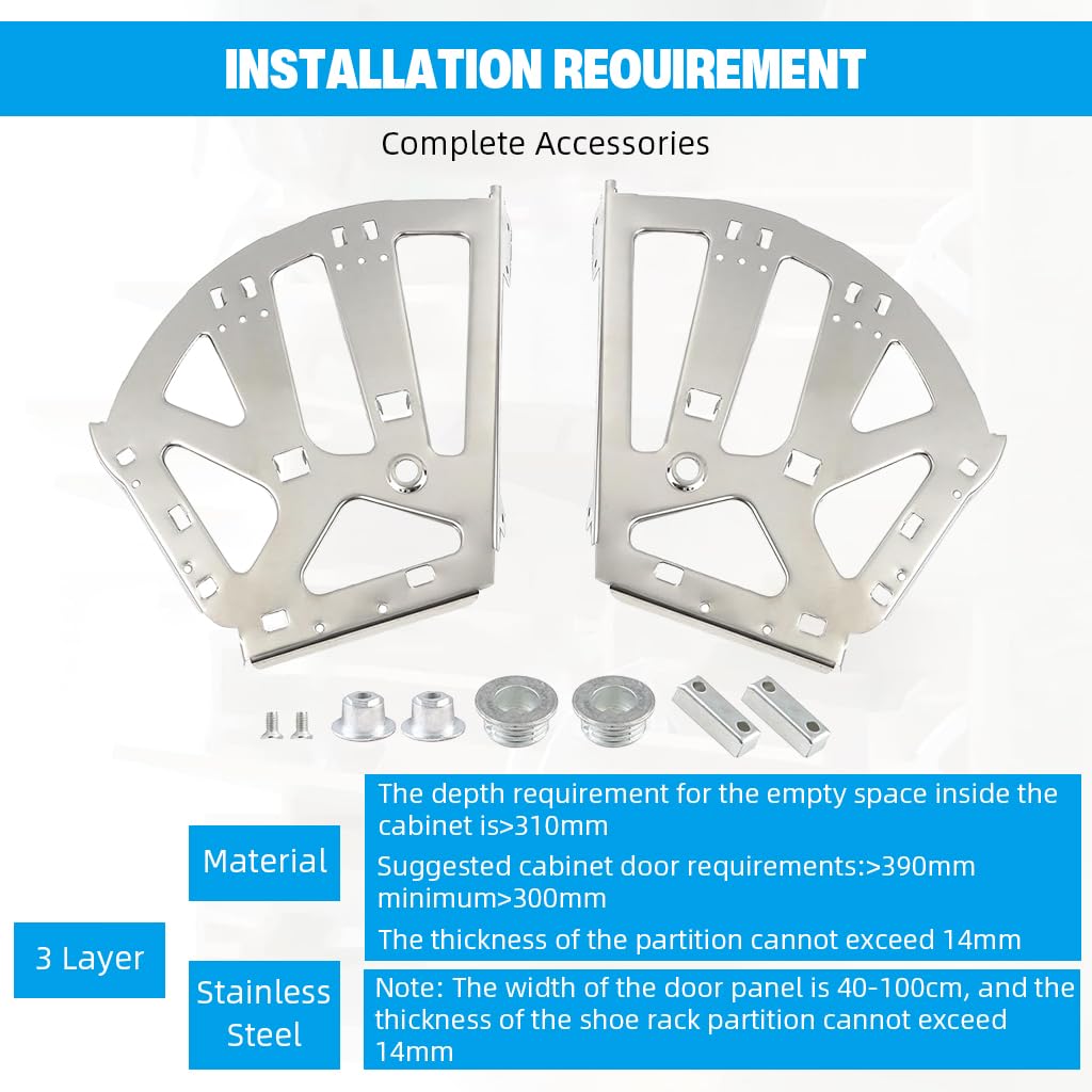 Serplex Cabinet Door Hinges for Flip Down or Tilting Cabinets with 2 Pcs Stainless Steel Set | Includes Installation Screw Pack