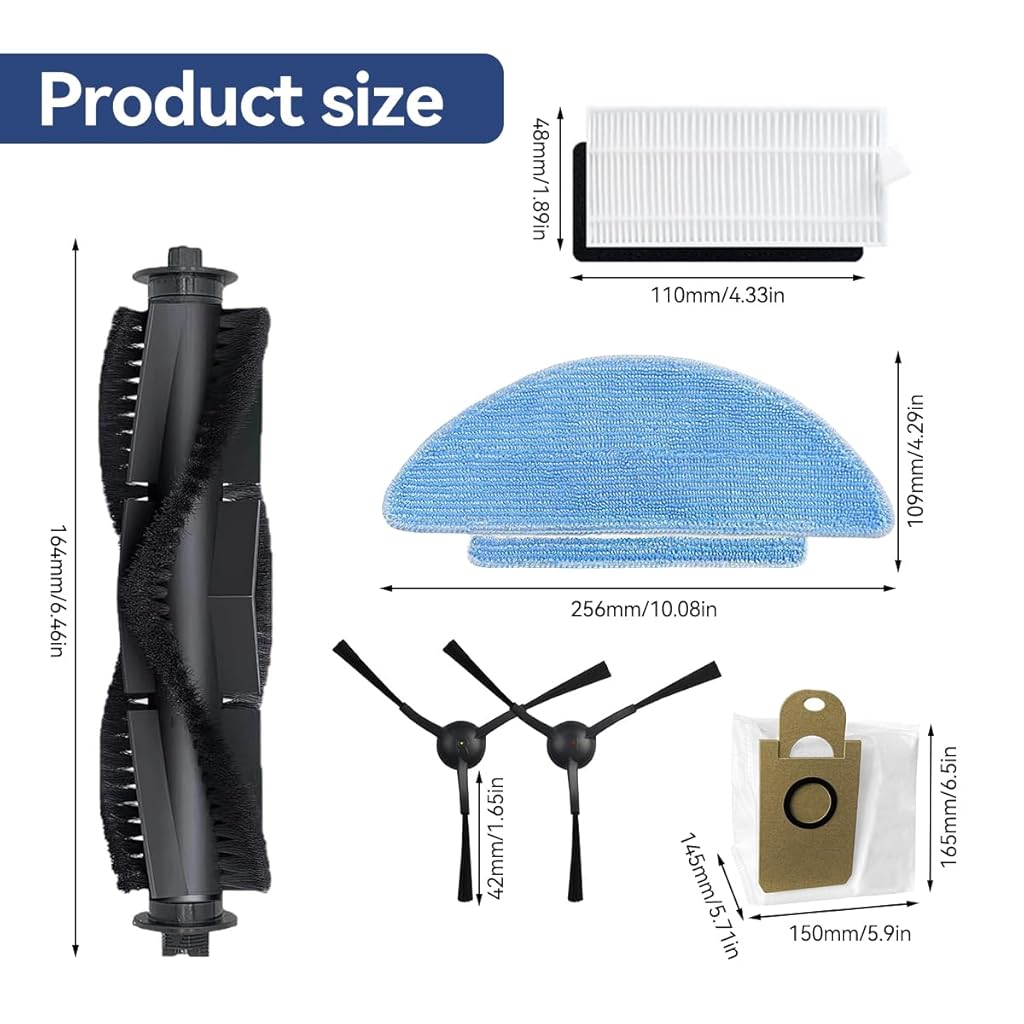 HASTHIP® 33PCS Replenishment Kit Replacement Parts for ILIFE T10S Robot Vacuum Cleaner Accessories Main Brush Side Brushes Mop Cloth Filters Dust Collection Bags