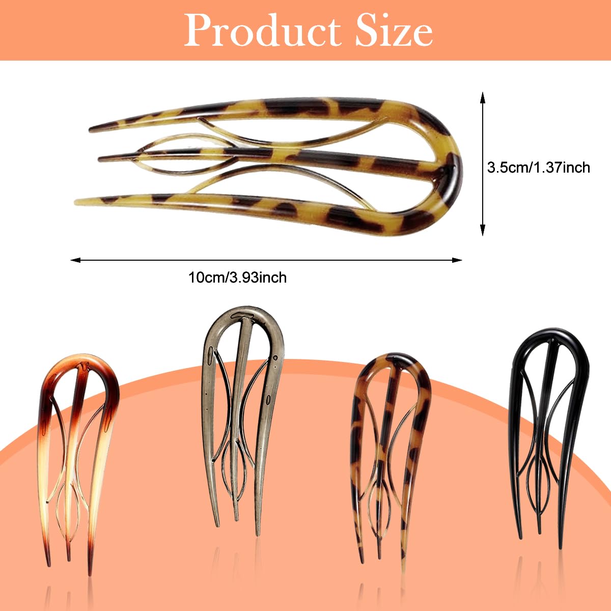 MAYCREATE French Hair Pins for Styling Buns with 3 Tongs Grip 10pcs Acrylic U Clips | Women’s Elegant Accessories