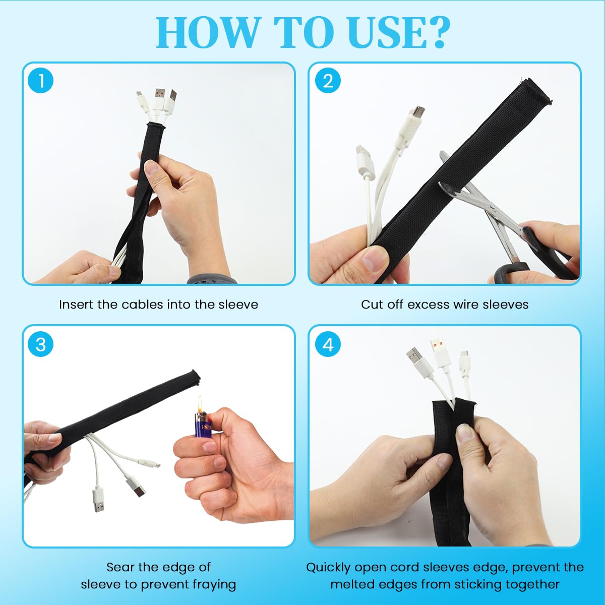 HASTHIP Cable Protector for Home and Office with Hook and Loop Closure 6.6ft Nylon Sleeve | 70mm Wide Pet Proof Cord Guard