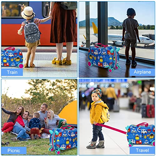 PALAY® Travel Suitcase for Kids 2-5 Years Old Ride-on Suitacase for Toddler Cute Luggage Suitcase for Kids Carry on Luggage with Wheels for Kids Lightweight Kids Travel Suitcase for Family Travel