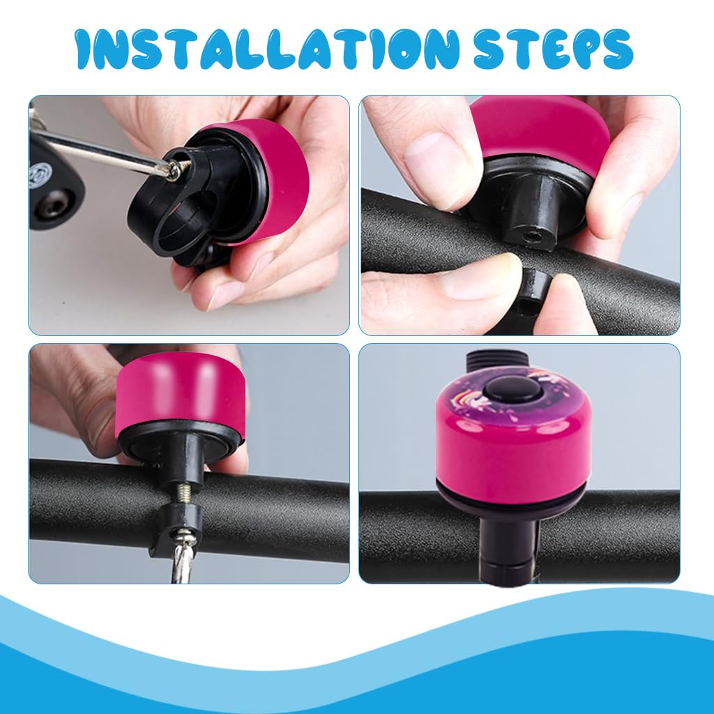 Proberos Kids Bicycle Bell for 22mm Handlebars with Screw-Mounted Design and Loud Ring | Unicorn Cartoon Style