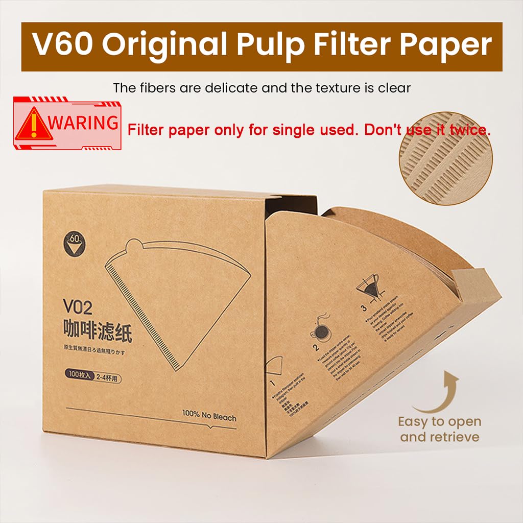 Supvox Coffee Filter Paper for Drip Brewing with Cone Shape Natural Unbleached 100 Count | Disposable Single Use Filters