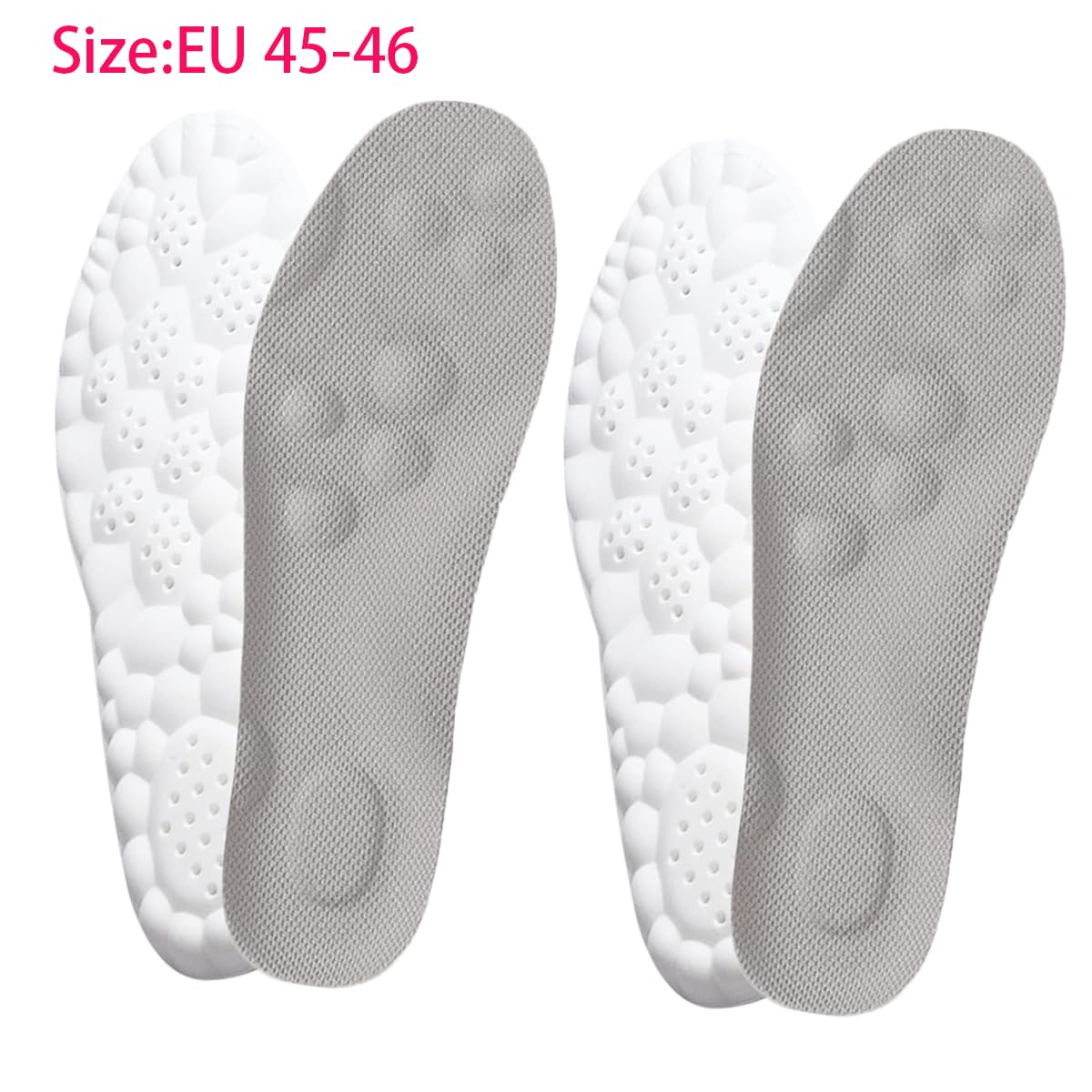 PALAY® 2 Pairs Memory Foam Insoles with Arch Support for Women Men,Comfort Massage Insoles Replacement Shoe Inserts for Trainers Sneakers Sports Shoes Work Boots,Breathable,Shock Absorption (Men: UK 8-11, Grey)