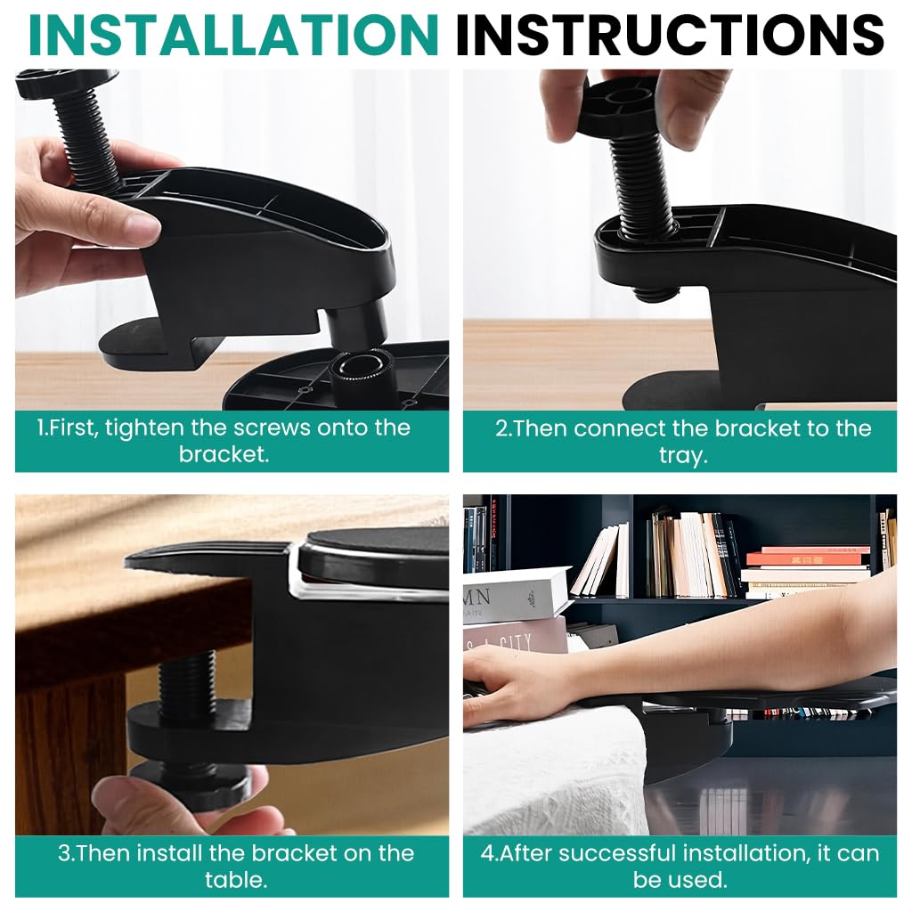 ZORBES Folding Elbow Support for Office Desk with 180° Swivel Padded Board 14.5×31cm | Relieves Shoulder and Hand Fatigue