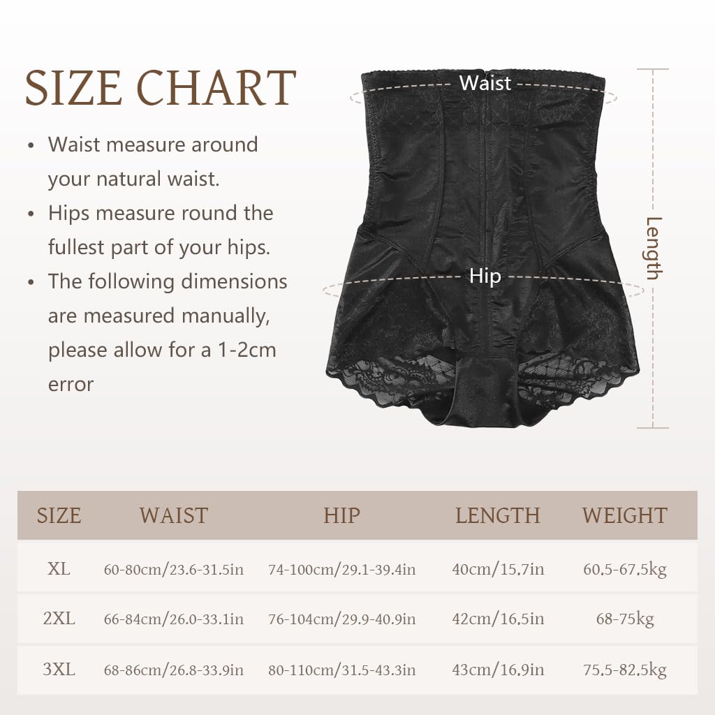 SANNIDHI Women's Body Shaper Panties for Tummy Control with Lace Details | 3XL Black