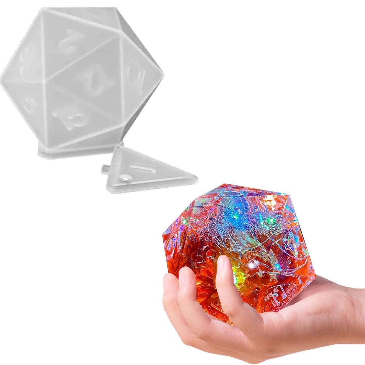 HASTHIP Dice Mold Silicone Mold for Multi-Faceted Dice D20 Dice Silicone Molds for DIY Multi-Faceted Dice Dragons and Dungeons Tabletop RPG Gaming Dice Roller Game, Epoxy Resin Mold