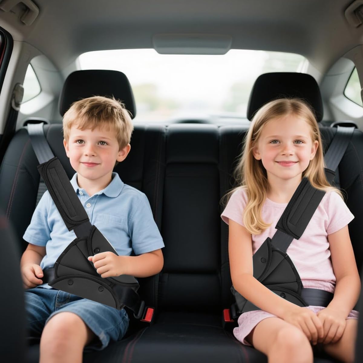 STHIRA Cotton Seatbelt Cushion for Car Comfort with Button Closure and Soft Padding | Pink