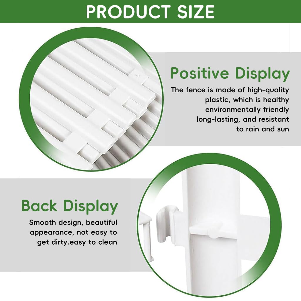 HASTHIP Garden Fence for Outdoor Borders with Connectable Design 18PCS 50x30cm White PVC | Decorative Plant Partition for Flower Bed and Porch