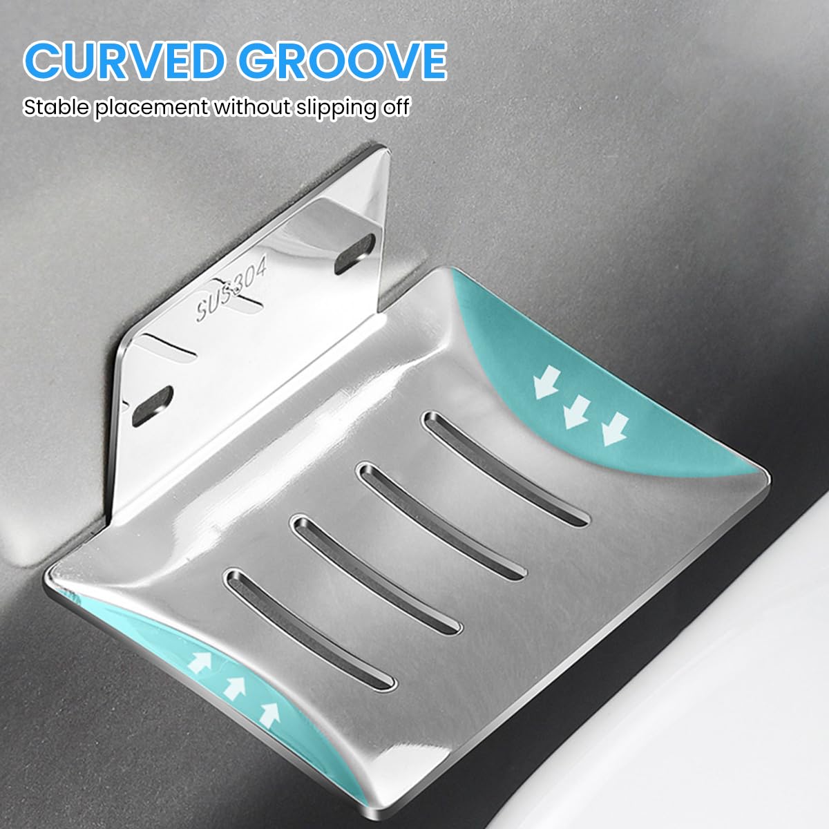 HASTHIP Soap Holder for Bathroom featuring 4.53×3.15 in Self‑Draining Design with 304 Stainless Steel | Wall Mounted Shelf