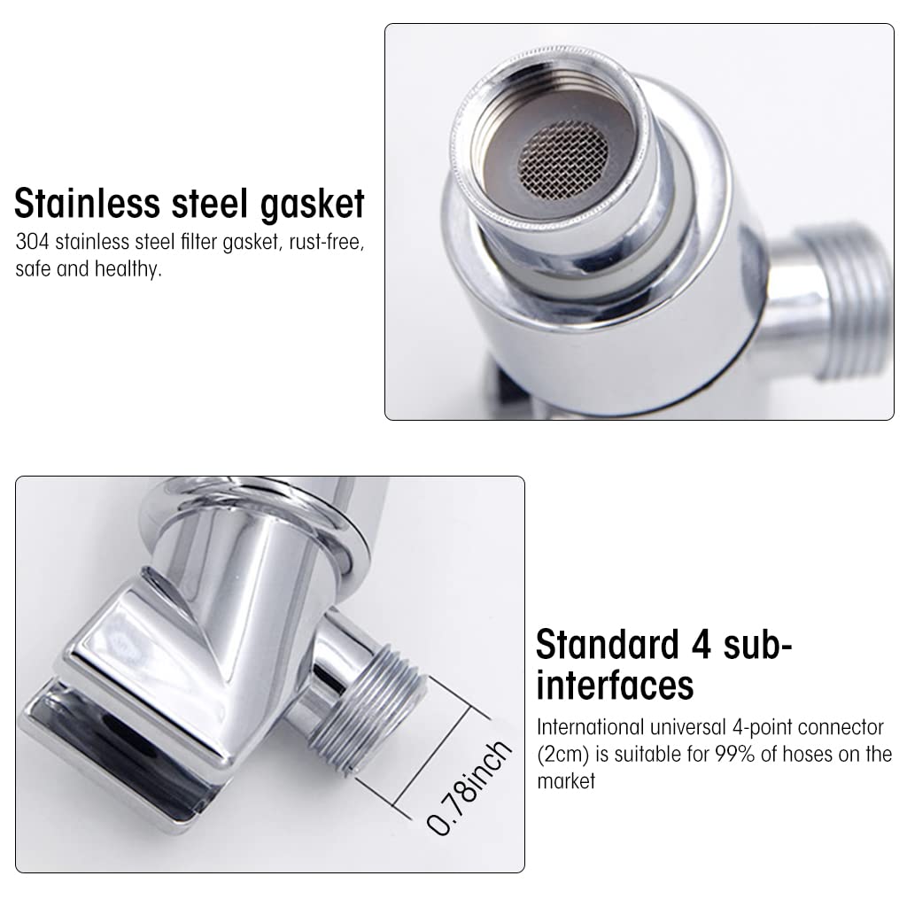HASTHIP Shower System Adapter Connector for Wall Installation with 360° Rotatable Mount Silver
