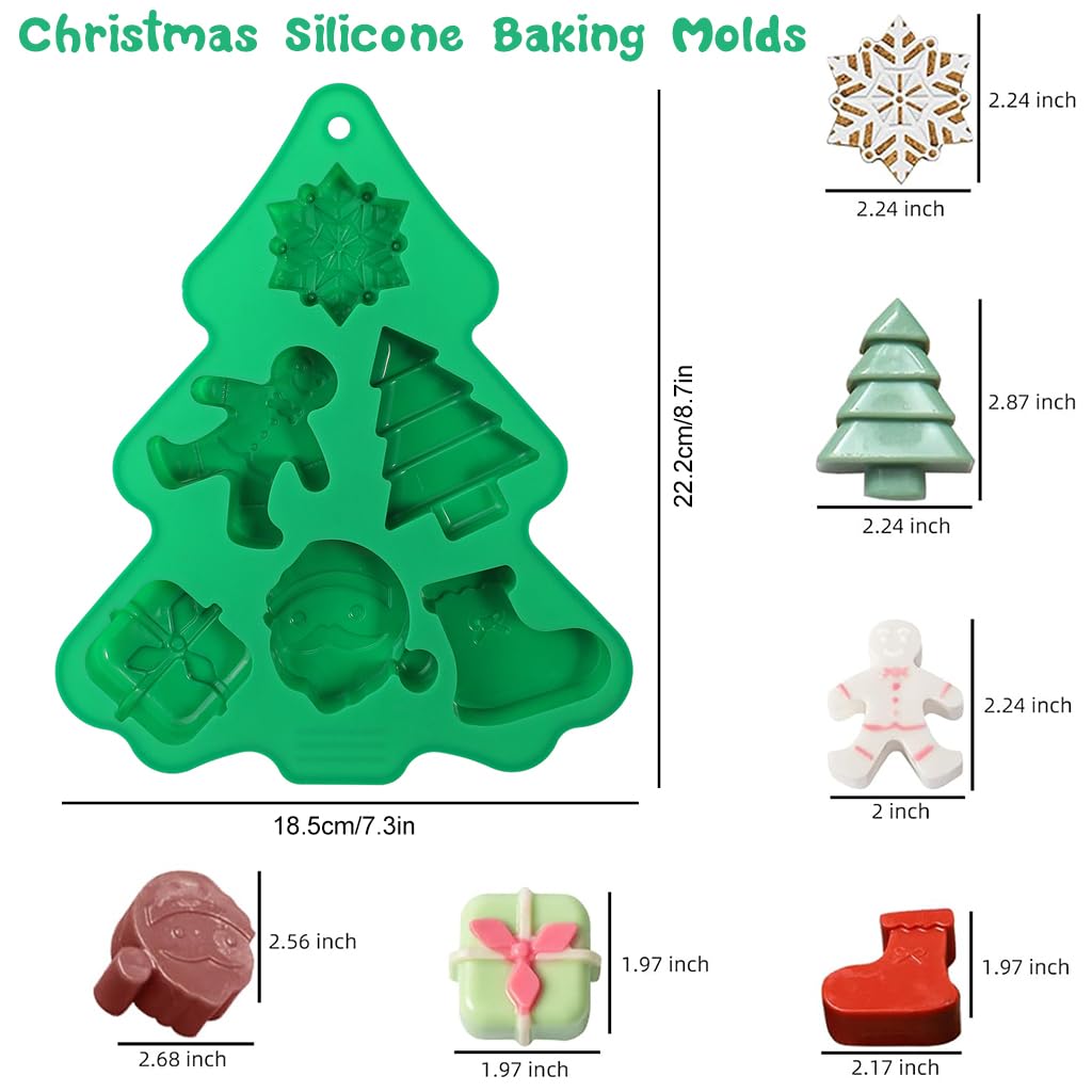 HASTHIP® 1 Pack Christmas Silicone Molds, Large Size Xmas Baking Mold for Mini Cakes, Handmade Soap