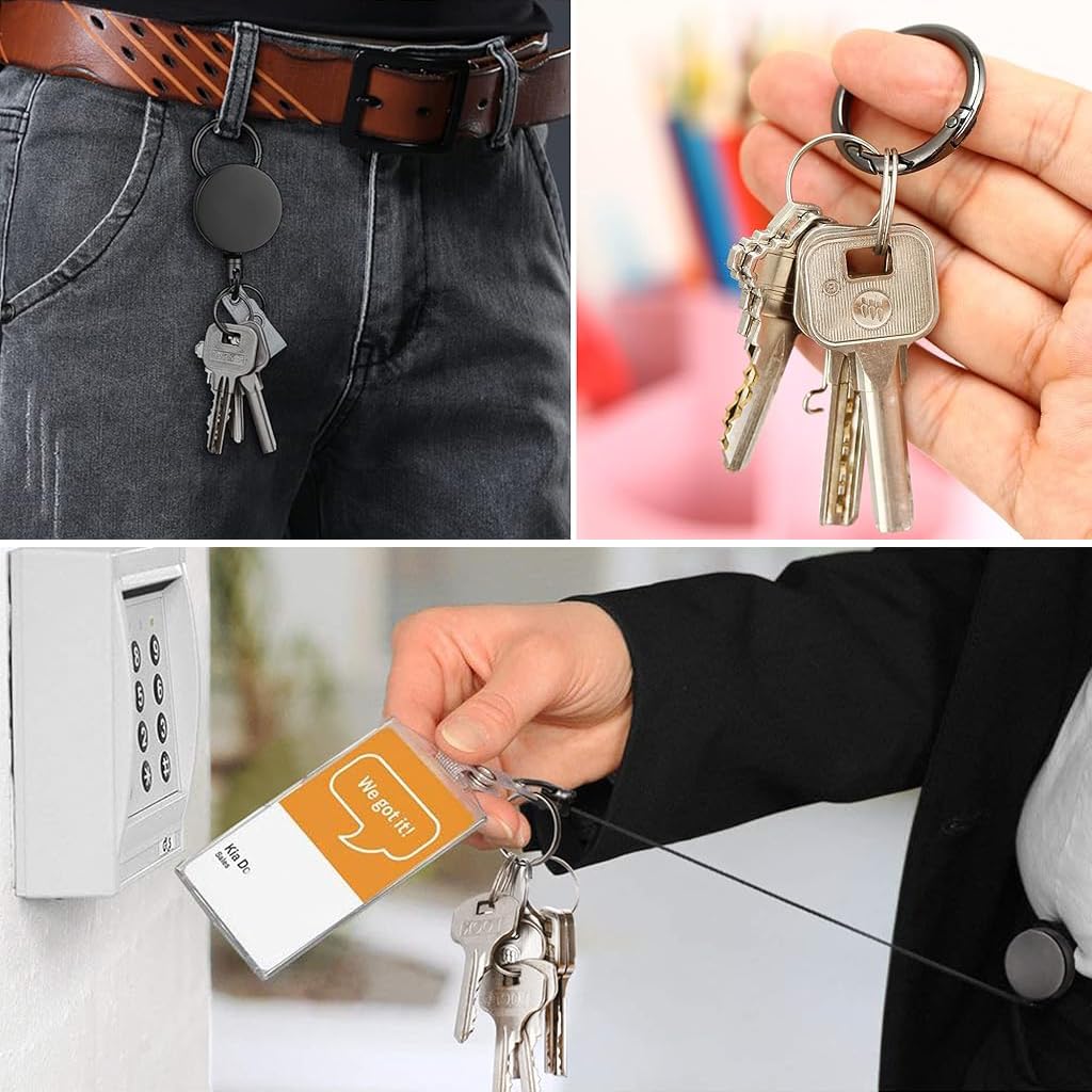OFIFO Retractable Keychain for Office and Security with 68cm Steel Wire Pull Cord | Zinc Alloy Badge Reel for Men and Women