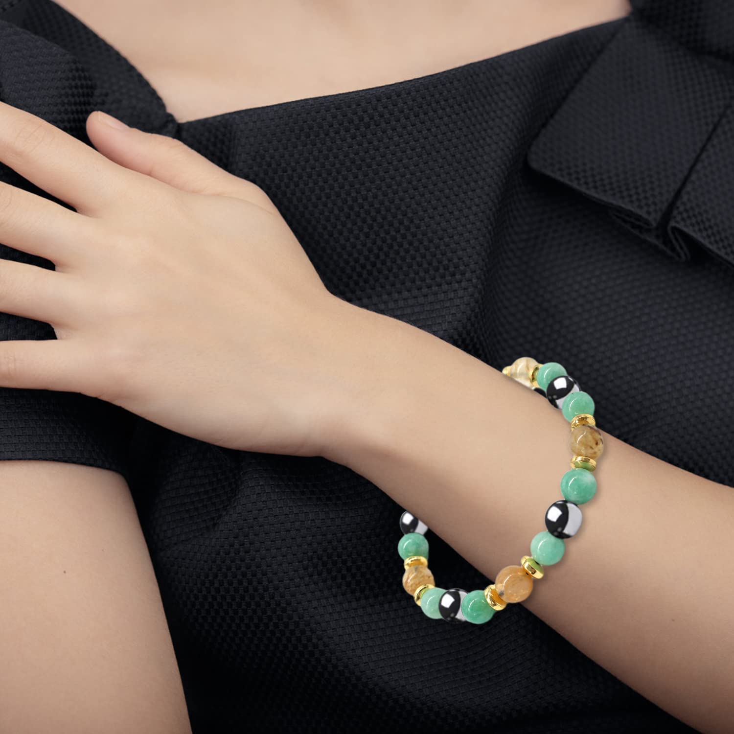 SANNIDHI Beaded Bracelet for Men and Women with Pendant Chain | Energy and Healing Accessory 1 Pc