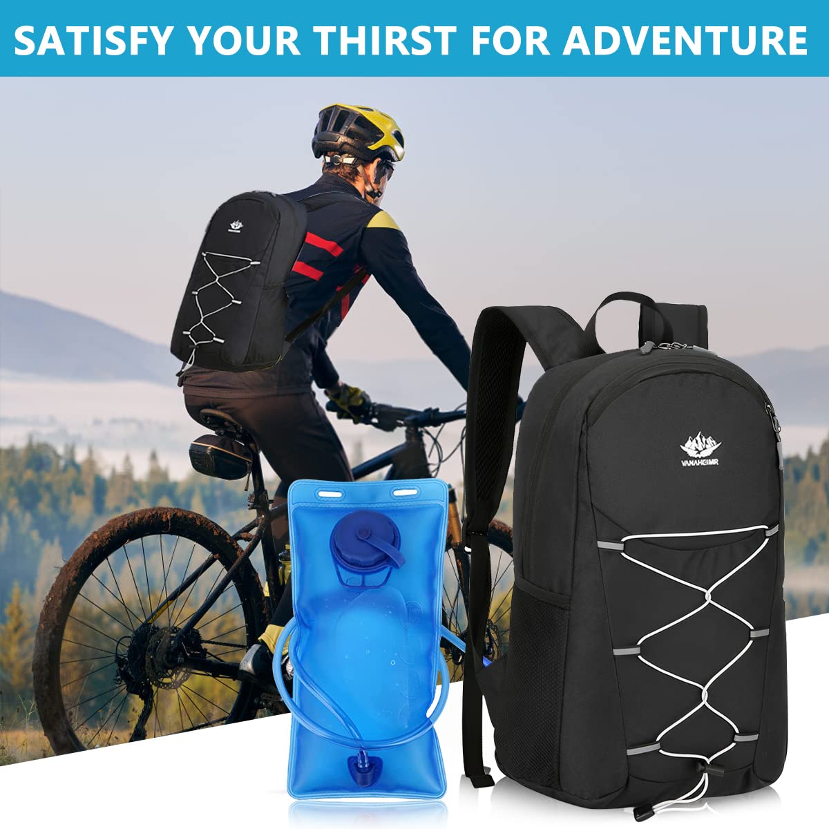 Optifit Ultra Lightweight Trekking Backpack for Hiking and Camping with 2L Water Bladder