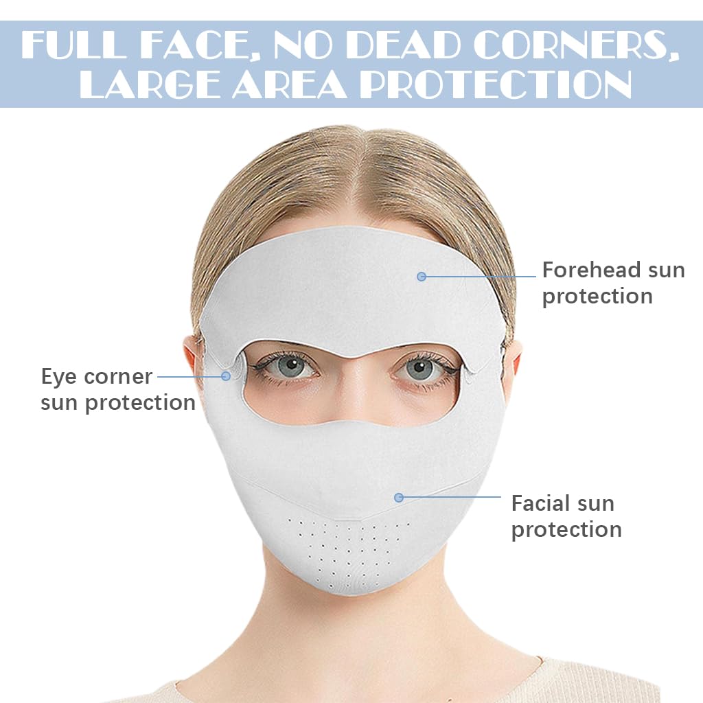 Venzina Face Mask for Sun Protection with UPF 50+ and Removable Forehead Piece | Grey Ice Silk Cooling Cover for Women