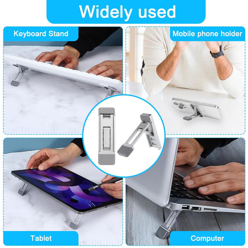 ZORBES Mini Portable Laptop Stand for Desk with Three Tilt Angles and Aluminum Alloy | 2PCS Foldable Self-Adhesive Riser