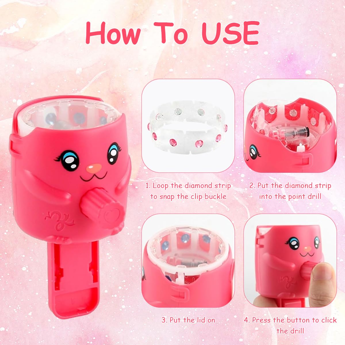 PATPAT Hair Gem Stapler Kit for Girls with 12 Gem Patches 120 Color Gems | Quick Styling Tool