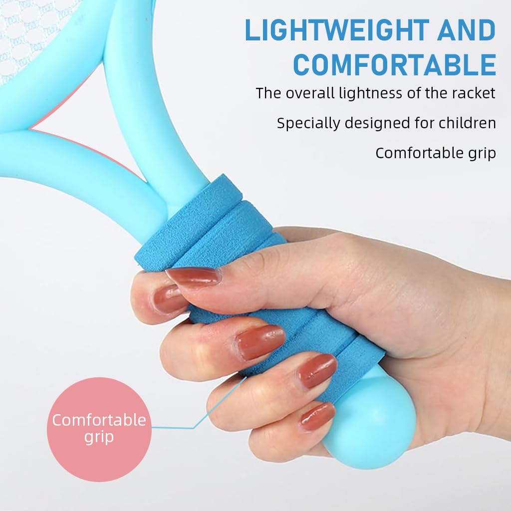 Proberos Kids Sport Racket Toy Set with 9 in Handles and 2 Tennis & Badminton Balls | Ages 6+