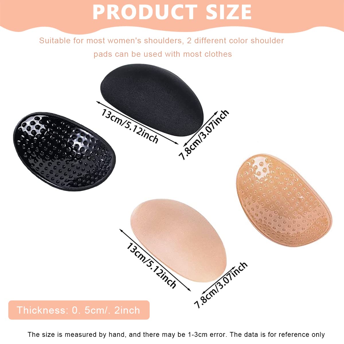 PALAY Shoulder Push Up Pads for Women with Non Slip Silicone Lining | 2 Pairs 13.5×7.5cm