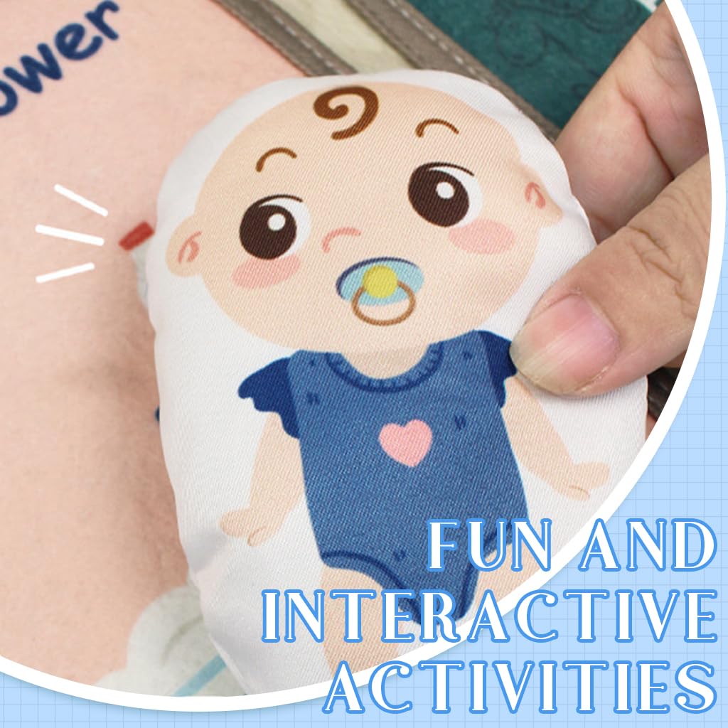 SNOWIE SOFT Baby Busy Book for Travel with Squeaky Toy 21.5x21cm Fabric Pages | Toddler Learning Toy