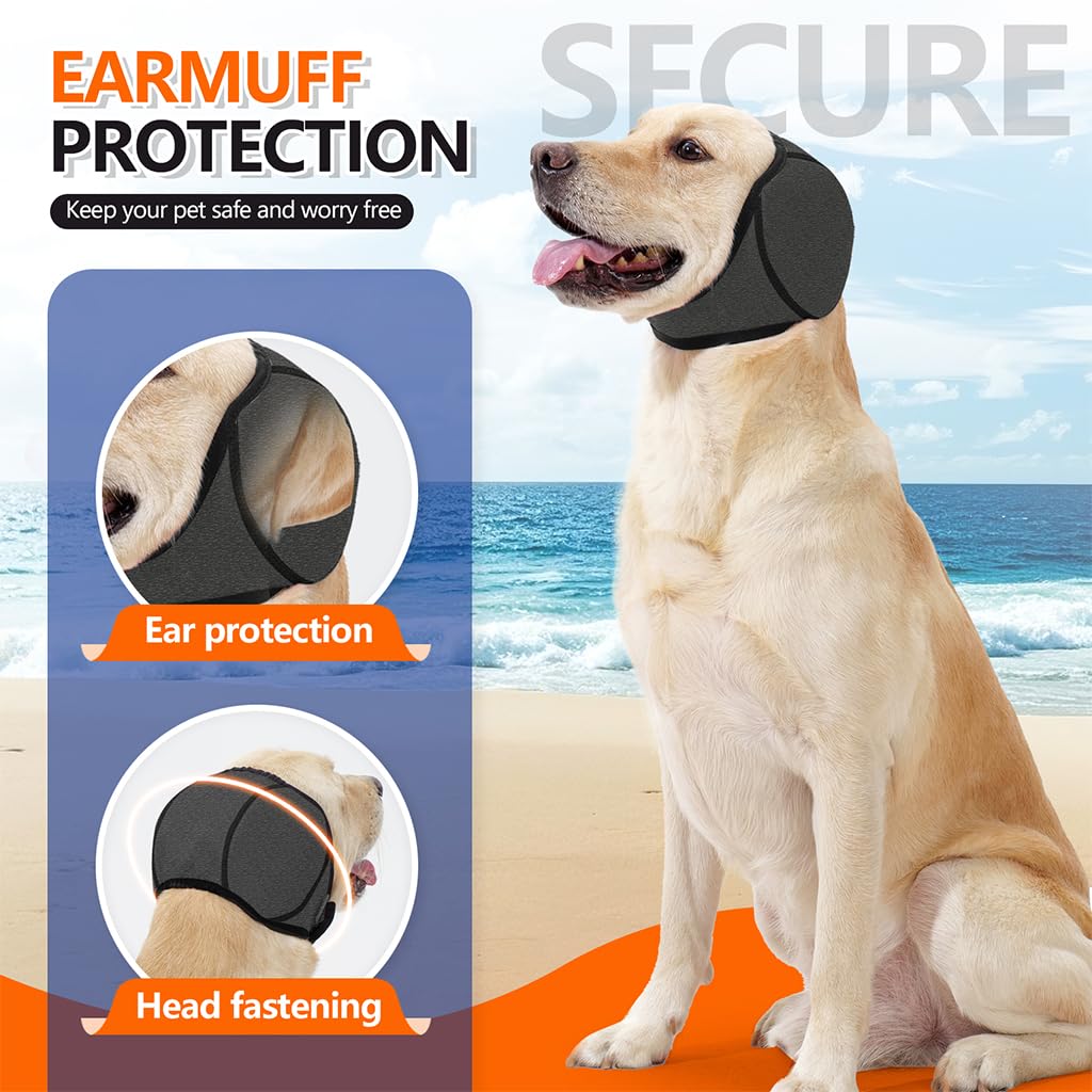 Qpets Dog Ear Protectors for Anxiety Relief with Adjustable Chin Strap | 3PCS Noise Reduction Cover