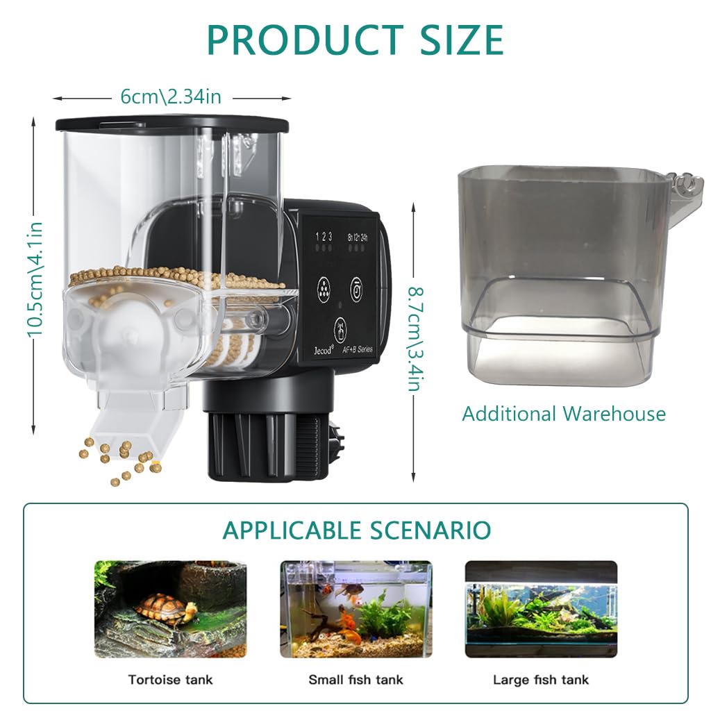 Qpets 340ml Automatic Fish Feeder Aquarium Automatic Fish Feeder with 3 Timer, Moisture-Proof Aquarium Tank Fish Food Dispenser Electric Auto Fish Food Dispenser Adjustable Feeding Amount