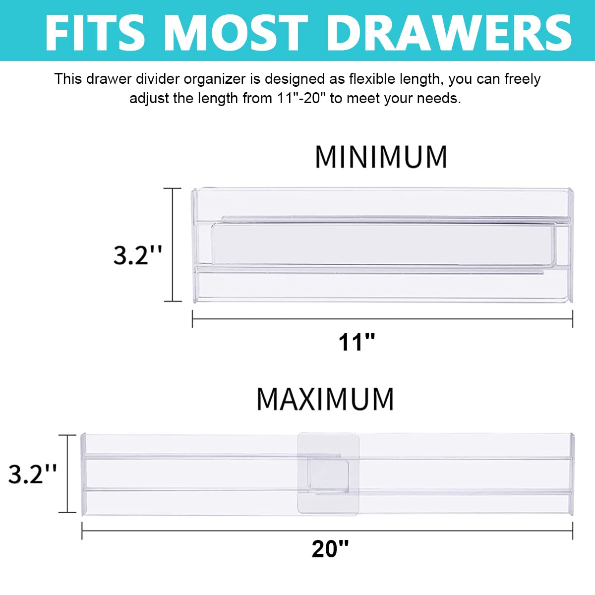 HASTHIP® Drawer Dividers Organizers 4 Pack, Adjustable 3.2