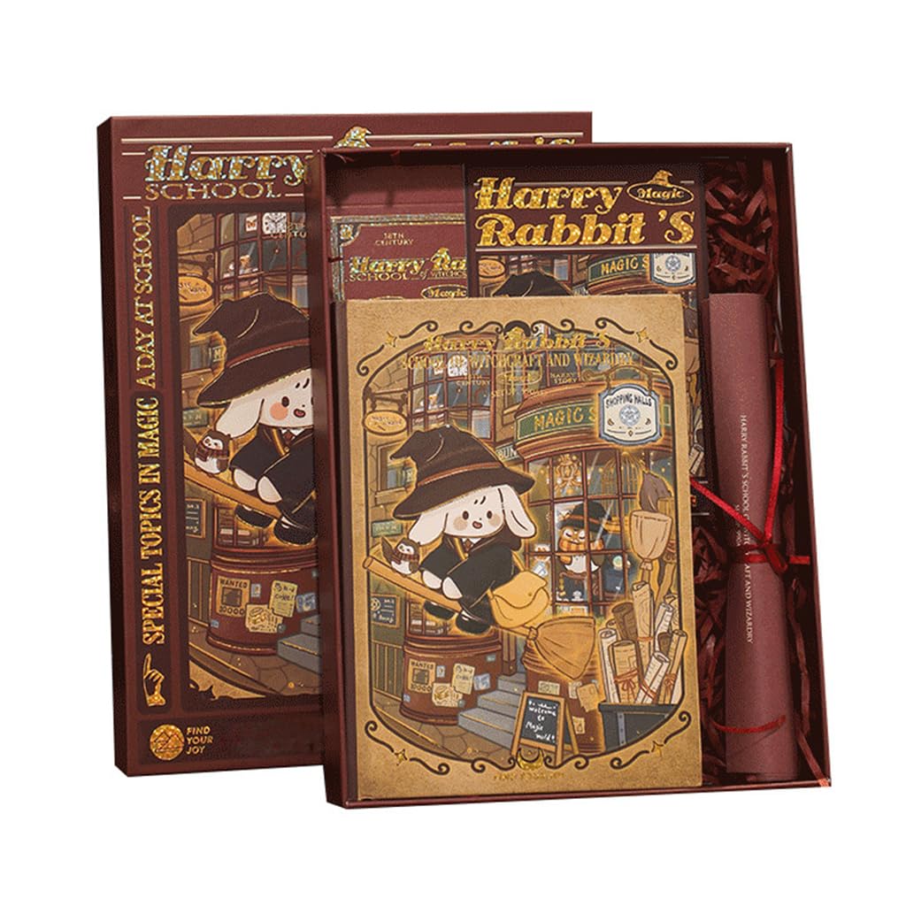 HASTHIP Scrapbooking Kit for Journaling and DIY Crafts featuring A5 13x18cm Hardcover Notebook | Wizard Rabbit Theme Gift Set