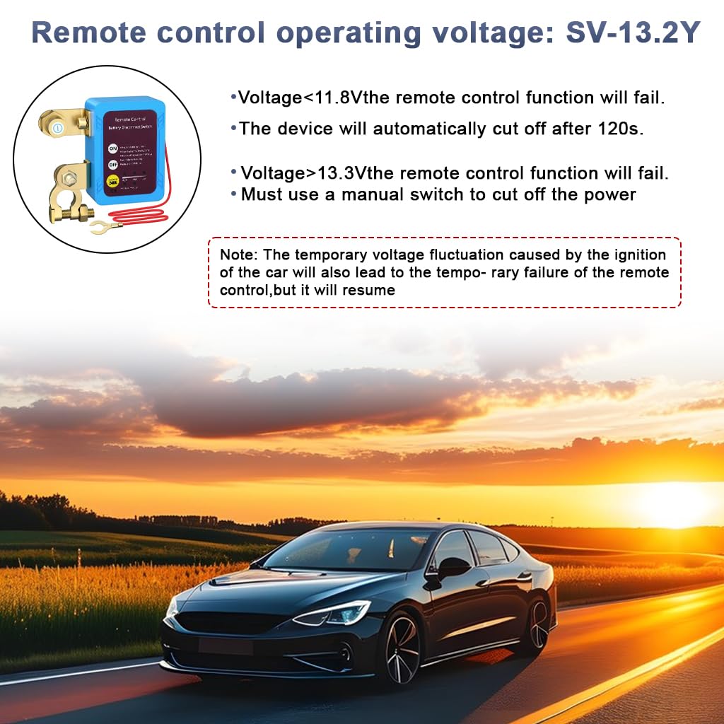 STHIRA Car Battery Power Switch for 12V and 24V Vehicles with LCD Display and 2 Remotes