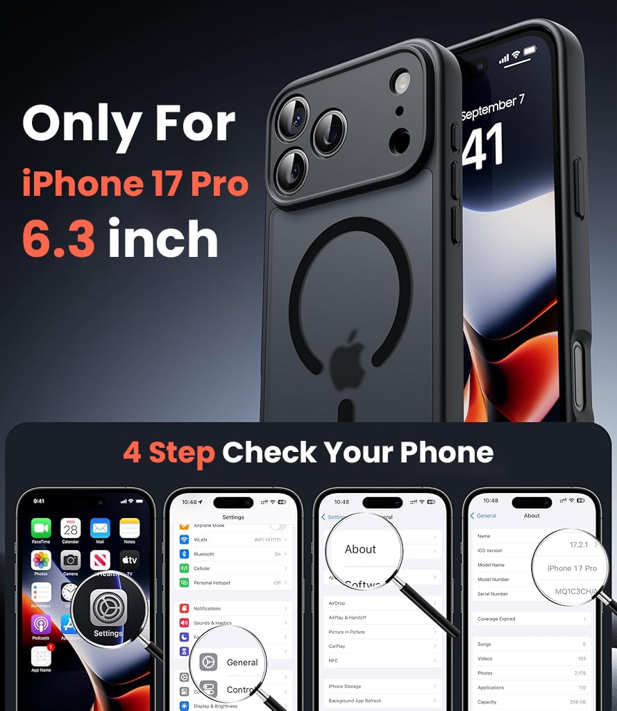 ZORBES iPhone 17 Pro Case with Magnetic Ring and Matte Semi Transparent TPU Design | Enhanced Camera Lens and Anti Scratch Protection