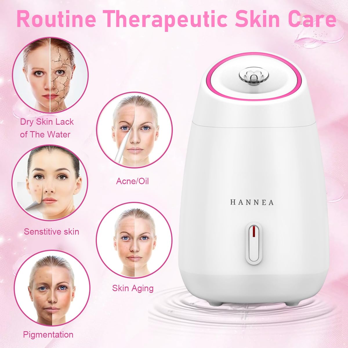 HANNEA Facial Steamer for Deep Skin Hydration and Aromatherapy with 130ml Tank | Quick 90s Steam