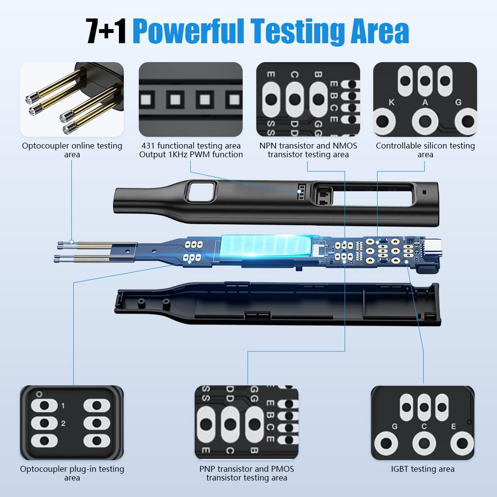 Serplex Multi Function Transistor Tester for Electronics Repair with LED Display and Dual Power