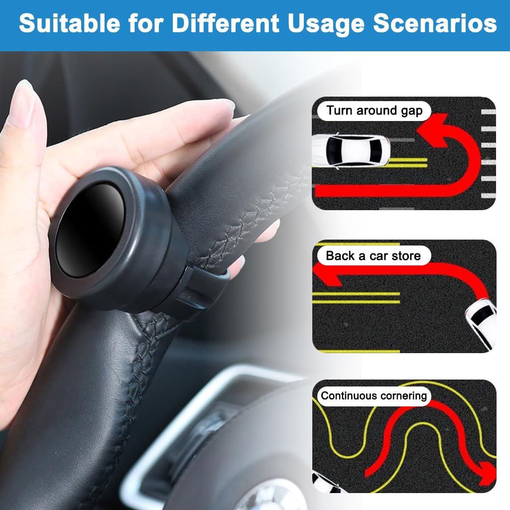 STHIRA Car Steering Wheel Knob for One-Hand Steering with Screw Fastener | Anti-Slip Universal Fit