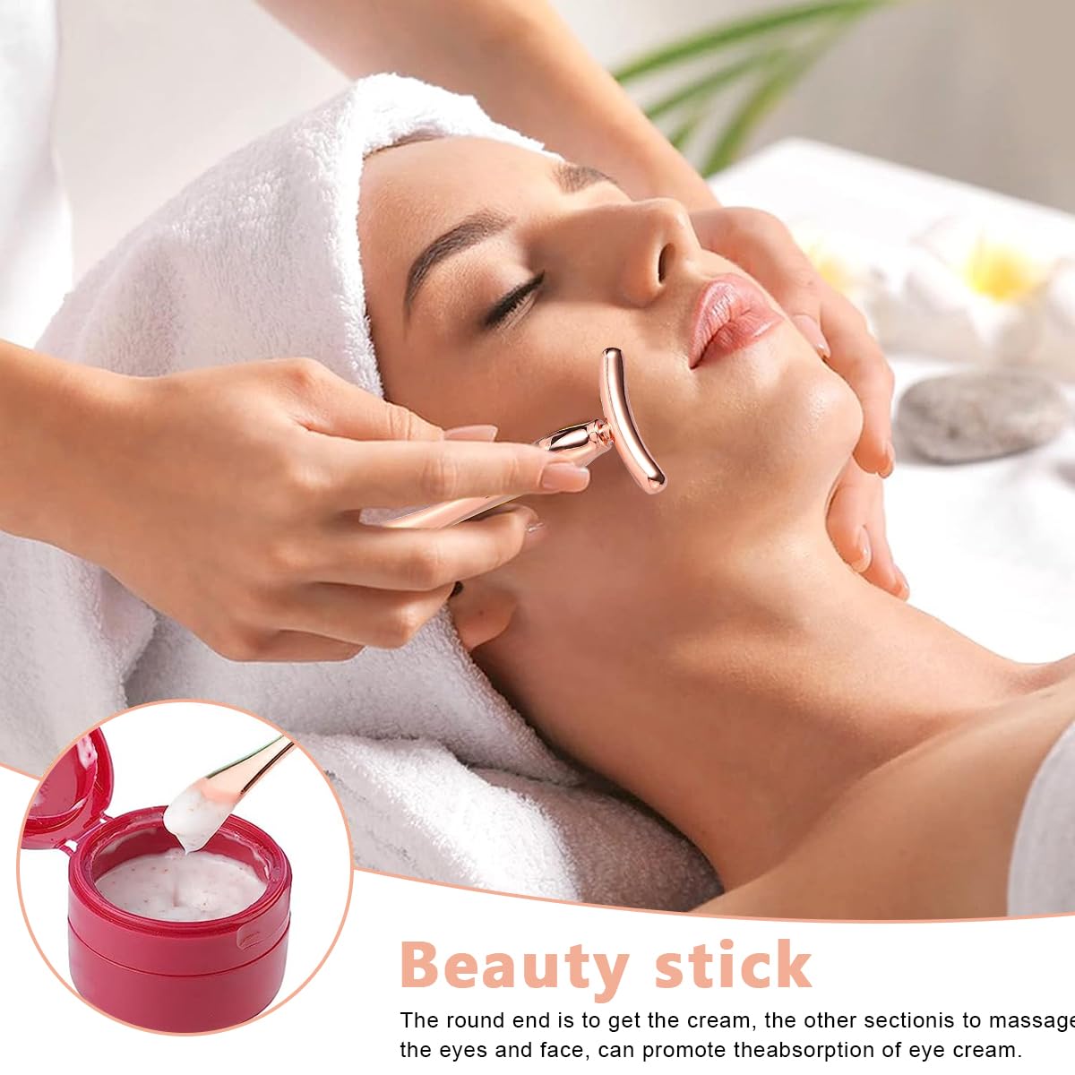 MAYCREATE Eye Roller Set of 2 for Eye Care with Metal Massage Stick | Zinc Alloy Tool for Puffiness Relief