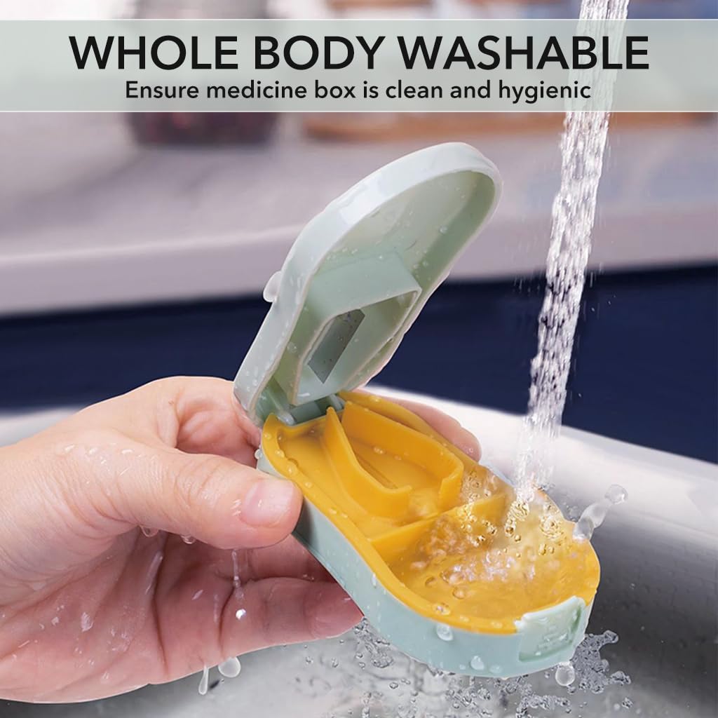 ZIBUYU Medicine Box for Home and Travel with 2 in 1 Tablet Cutter & Pill Storage | Foodgrade Plastic