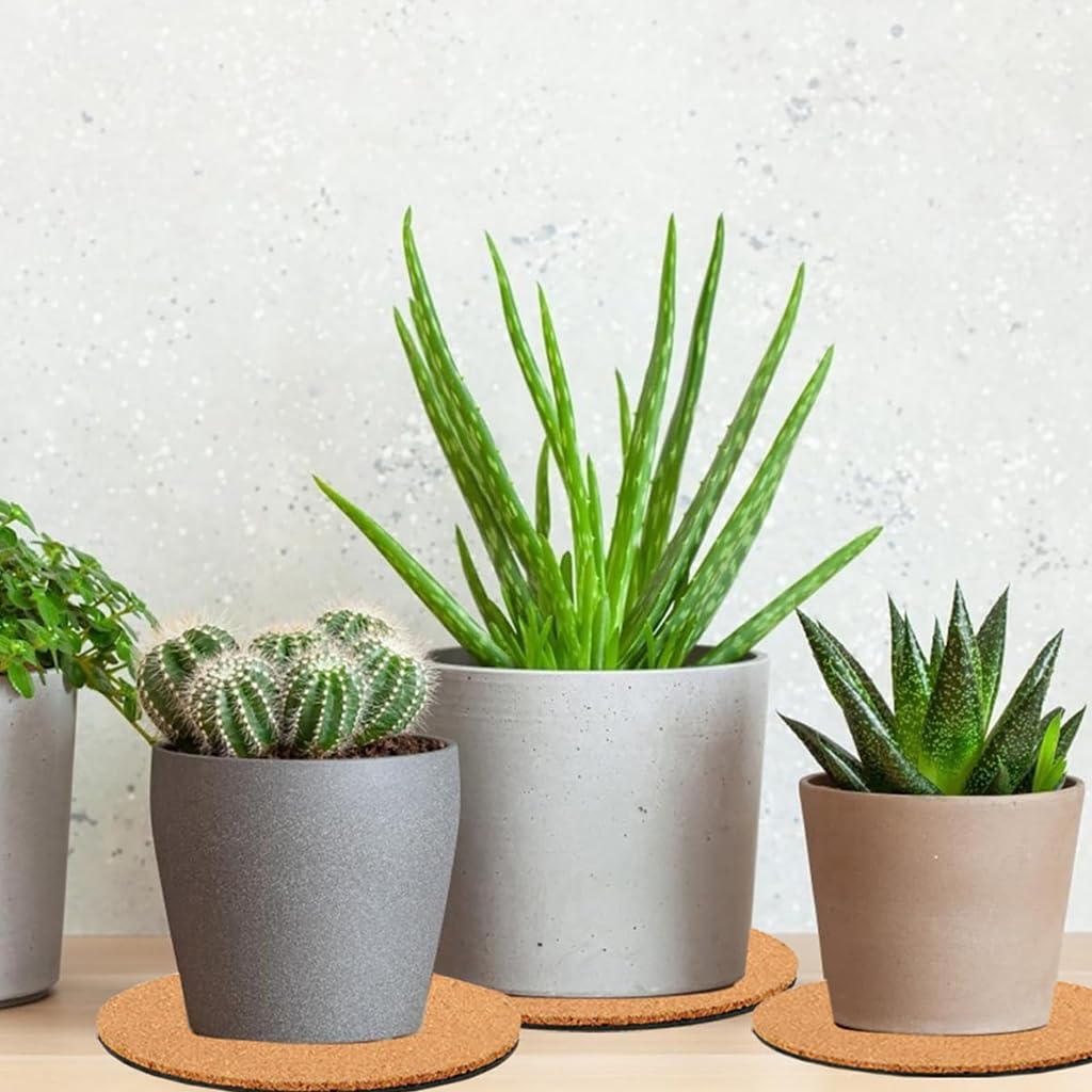 HASTHIP Planter Base for Small Indoor Pots with Anti Slip Pads and 8 in Cork Surface | Protects Furniture from Water Rings