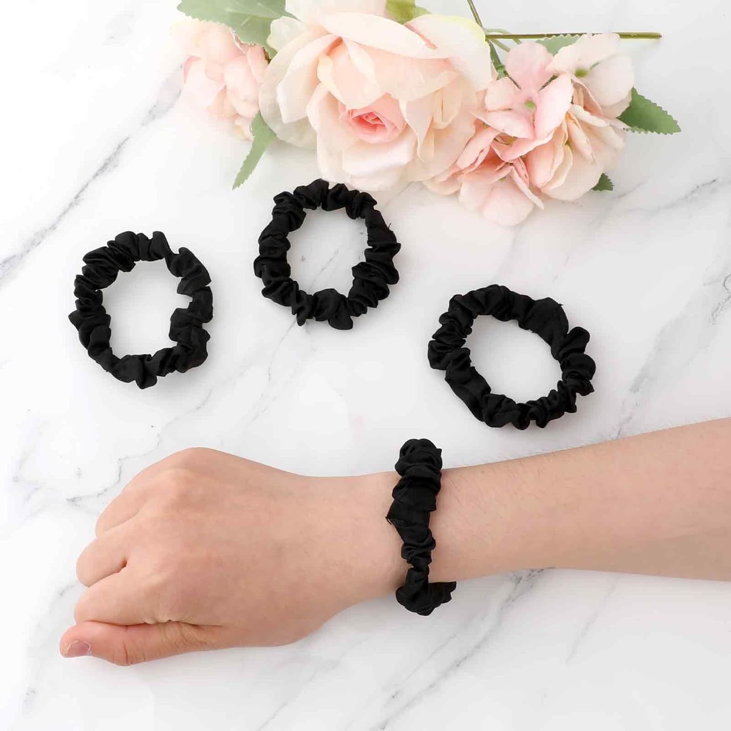 ZIBUYU Scrunchies Set for Women featuring Satin Elastic Core 6Pc 6cm Dia | No Tangle Hair Ties
