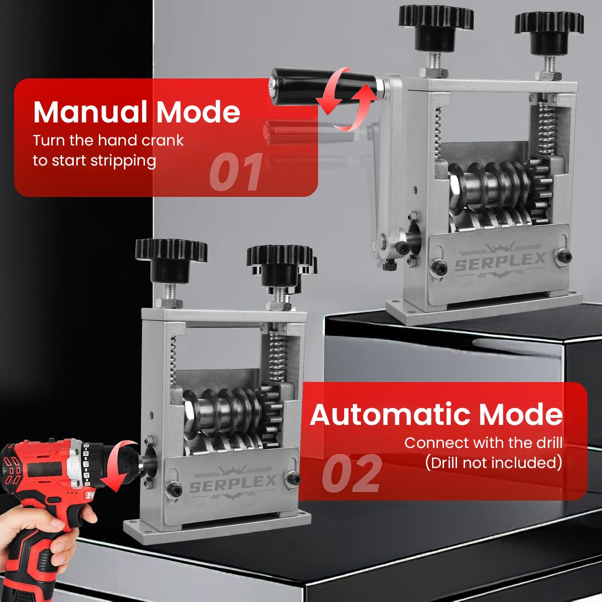 Serplex Wire Stripper Machine for 3–17mm Cables with 6 Tracks and 5 Carbide Blades | Manual or Drill Operation