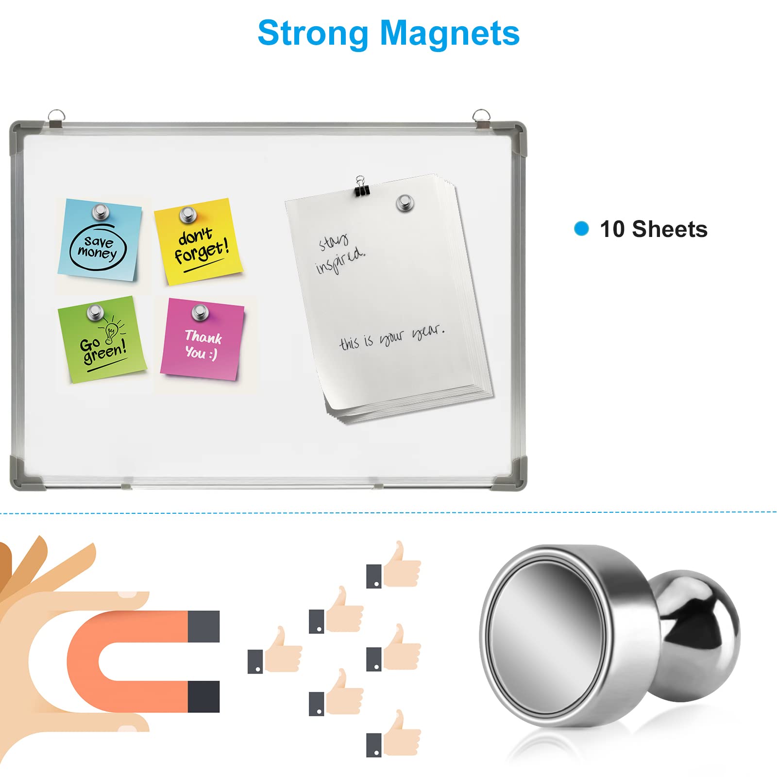 HASTHIP Mini Fridge Neodymium Magnets for Kitchen and Whiteboard with Cone Handle 12pcs 12×16mm