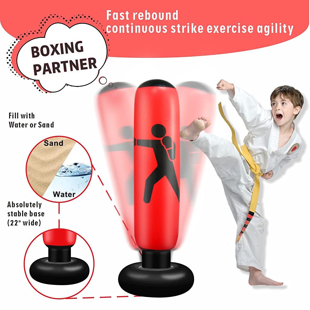 Proberos® Inflatable Punching Bag for Kids Adults, Punching Bag Karate Inflated Toy Gifts for Boys and Girls, Boxing Bag for Immediate Bounce-Back for Taekwondo, and to Relieve Pent Up Energy