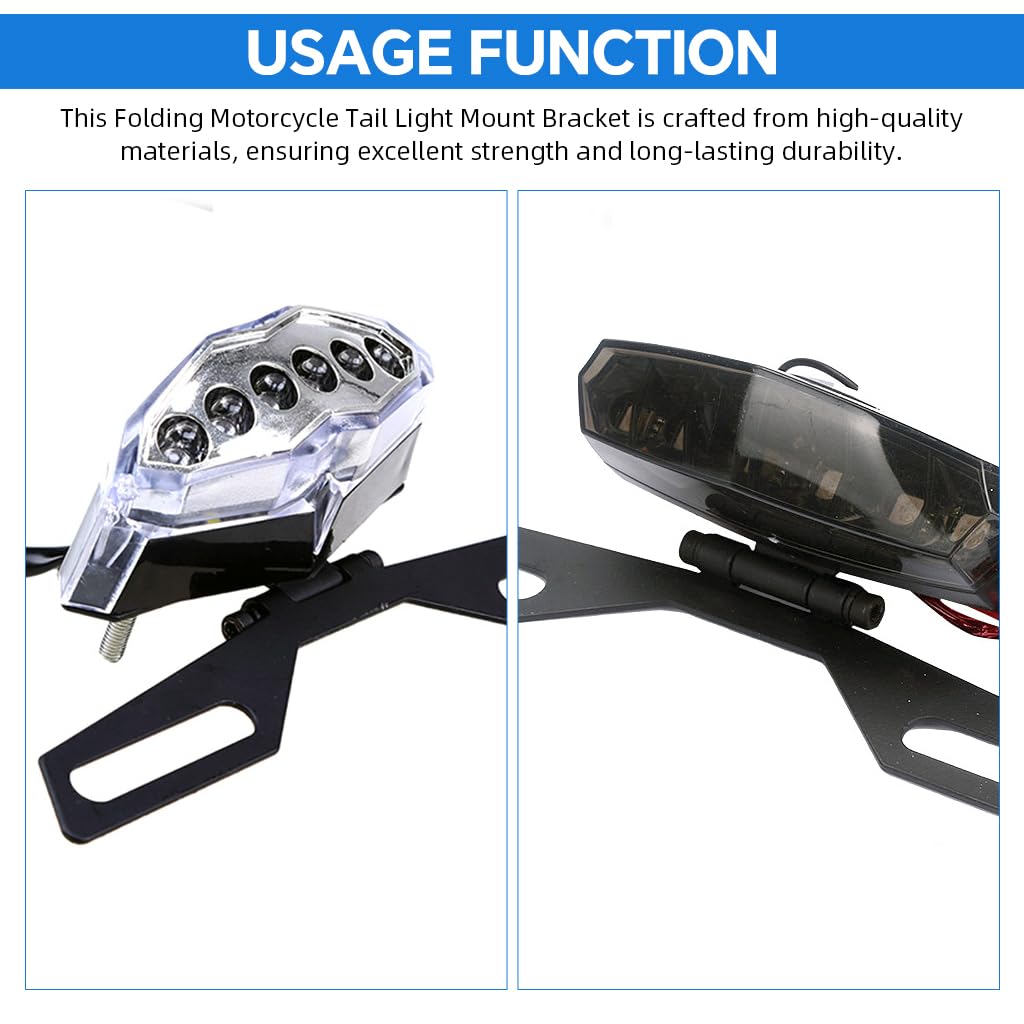 STHIRA Folding Motorcycle Tail Light Mount Bracket for Rear Fender Use | Adjustable License Plate Holder