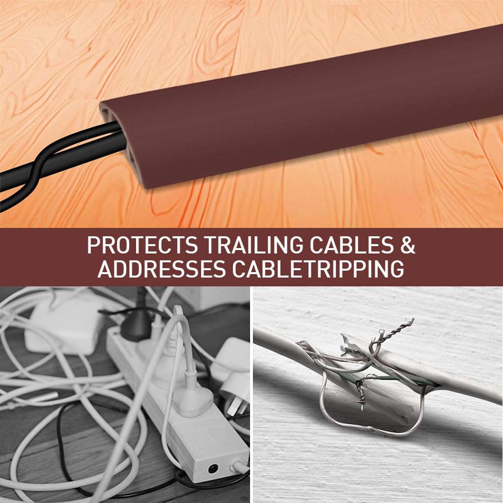 Serplex Floor Cord Cover for Home and Office Safety with 6.6ft Cuttable PVC Sleeve | Self-Adhesive Cable Protector