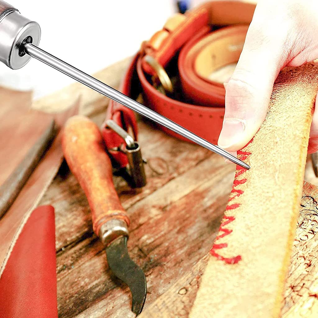 Supvox Stitcher Awl Tool for Leather Crafts with Wooden Handle and 4 Pcs 11.5 cm Set | DIY Sewing