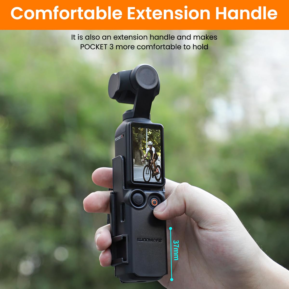 ZORBES Camera Expansion Handle Adapter Cover for DJI Osmo Pocket 3 with PU Leather Grip and Cold Shoe Slot | Protective Sleeve for Outdoor Filming