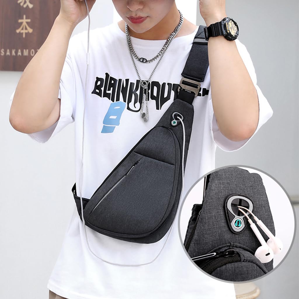 GUSTAVE® Sling Bag for Men Waterproof Fanny Pack Cross Body Bag Stylish Side Bag with Adujustable Shoulder Strap Lightweight for Outdoor, Travel, Hiking, Sports