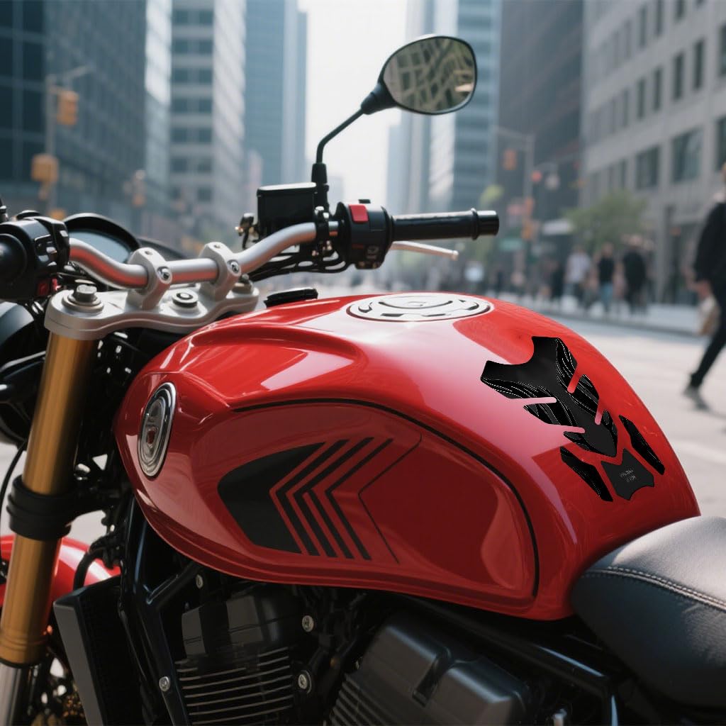 STHIRA Motorcycle Oil Tank Sticker for Decoration with 3D Embossed Fish Bone Design | Waterproof PVC Decal