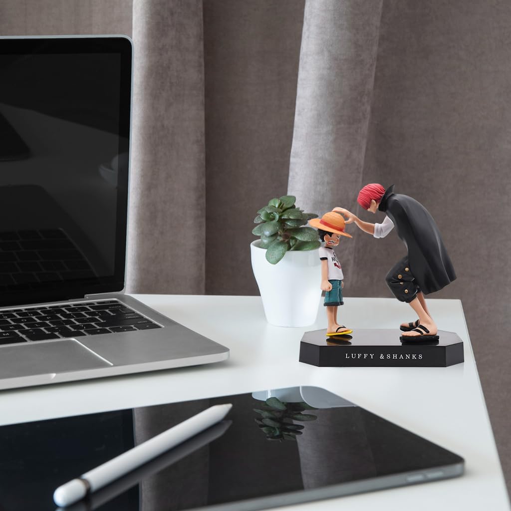 Zibuyu One Piece Luffy & Shanks Anime Statue for Desk Decor featuring PVC build 15x9x17.5cm | Gift for Fans